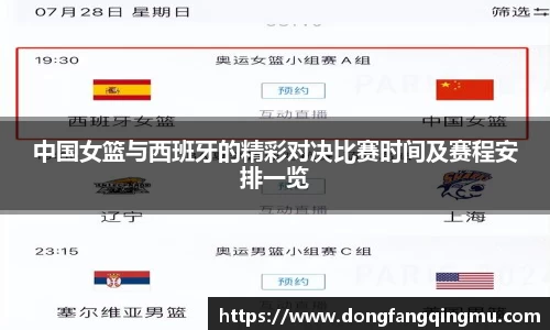 中国女篮与西班牙的精彩对决比赛时间及赛程安排一览