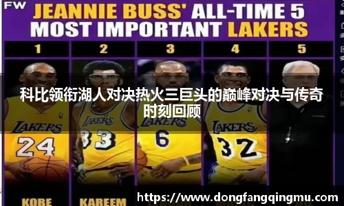 科比领衔湖人对决热火三巨头的巅峰对决与传奇时刻回顾